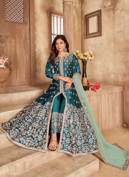 Teal Green Colour AANAYA 133 Heavy Wedding Anarkali Art Silk Fancy Salwar Suit Collection 3301